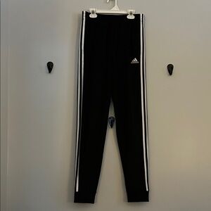 Adidas Kids Black Joggers with White Stripes